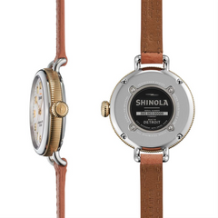 Shinola Birdy 34mm Double Wrap Brown Leather White Dial Watch S0110000267