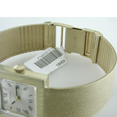 Vintage Estate Longines Square Men's 14K Yellow Gold Watch with Mesh Bracelet Box & Papers
