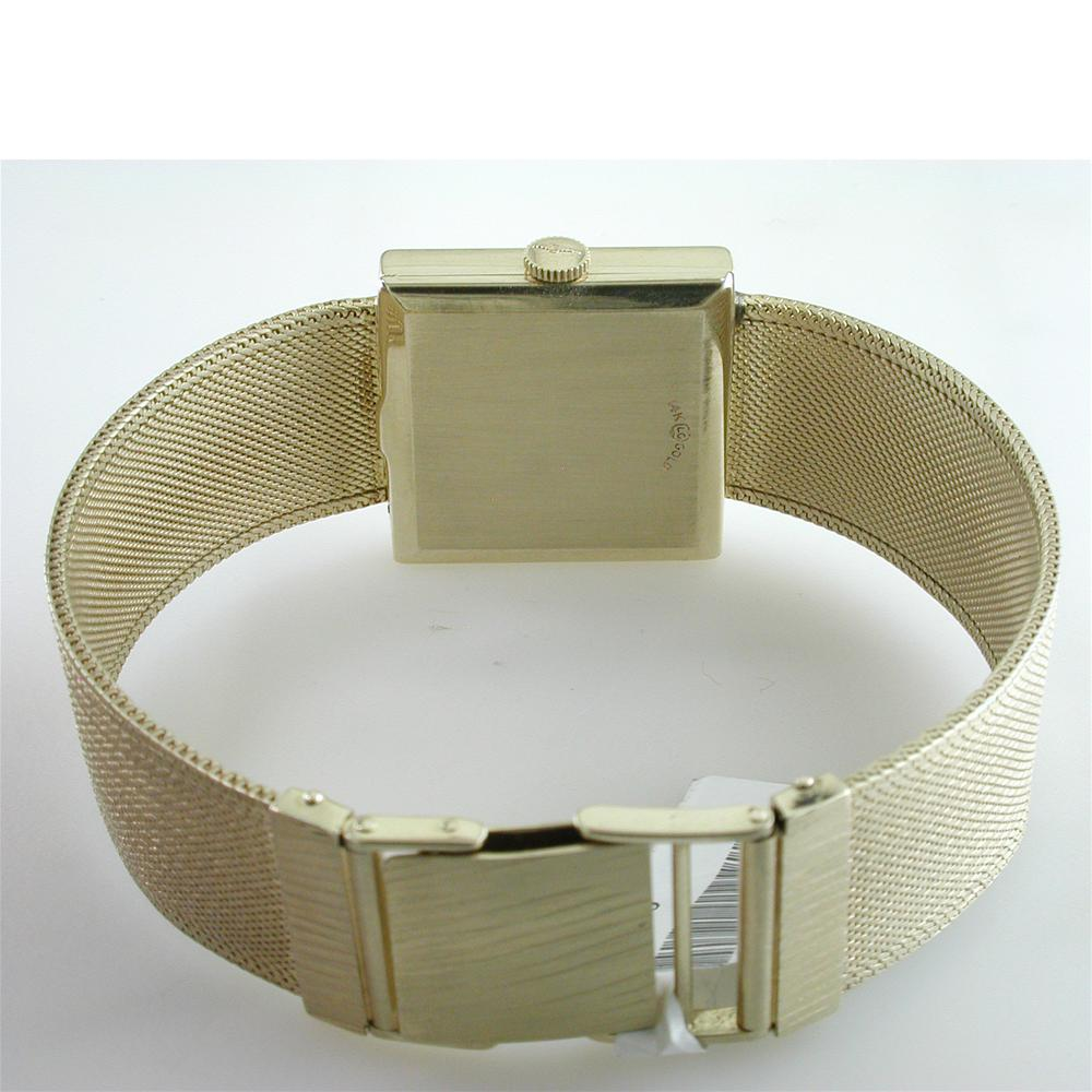 Vintage Estate Longines Square Men's 14K Yellow Gold Watch with Mesh Bracelet Box & Papers
