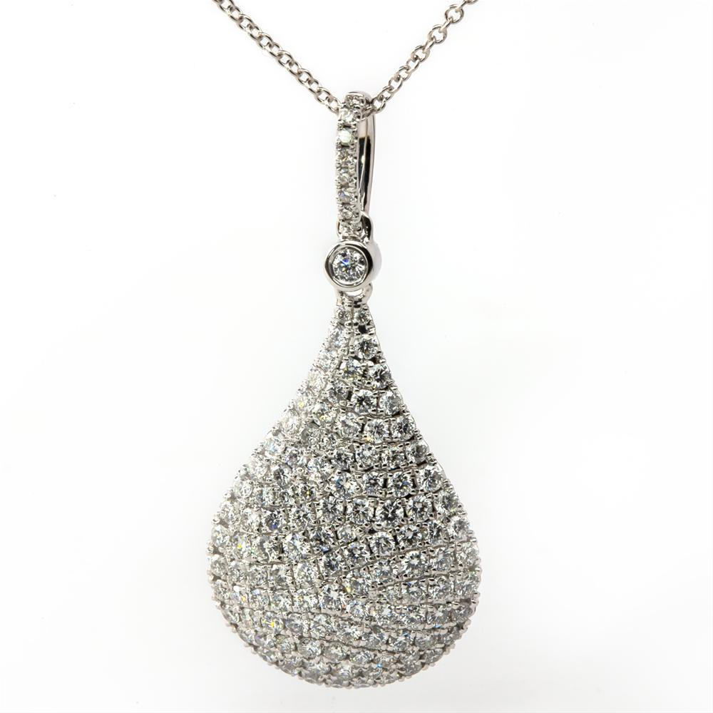 Doves Pave Diamond Teardrop Kiss Pendant Necklace