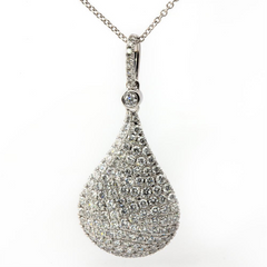 Doves Pave Diamond Teardrop Kiss Pendant Necklace