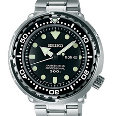 Seiko Prospex Marine Master Quartz Professional Black Stainless Steel Watch SBBN031