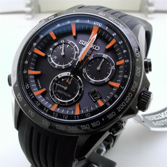 Seiko Astron Solar GPS Ceramic Black Stainless Orange 44.6mm Watch SSE017