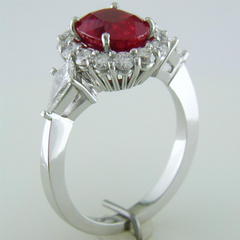 Gregg Ruth Oval Ruby & Kite Diamond Platinum Cocktail Platinum Ring
