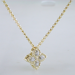 Roberto Coin Princess Flower Diamond Pendant Small 18K Yellow Gold