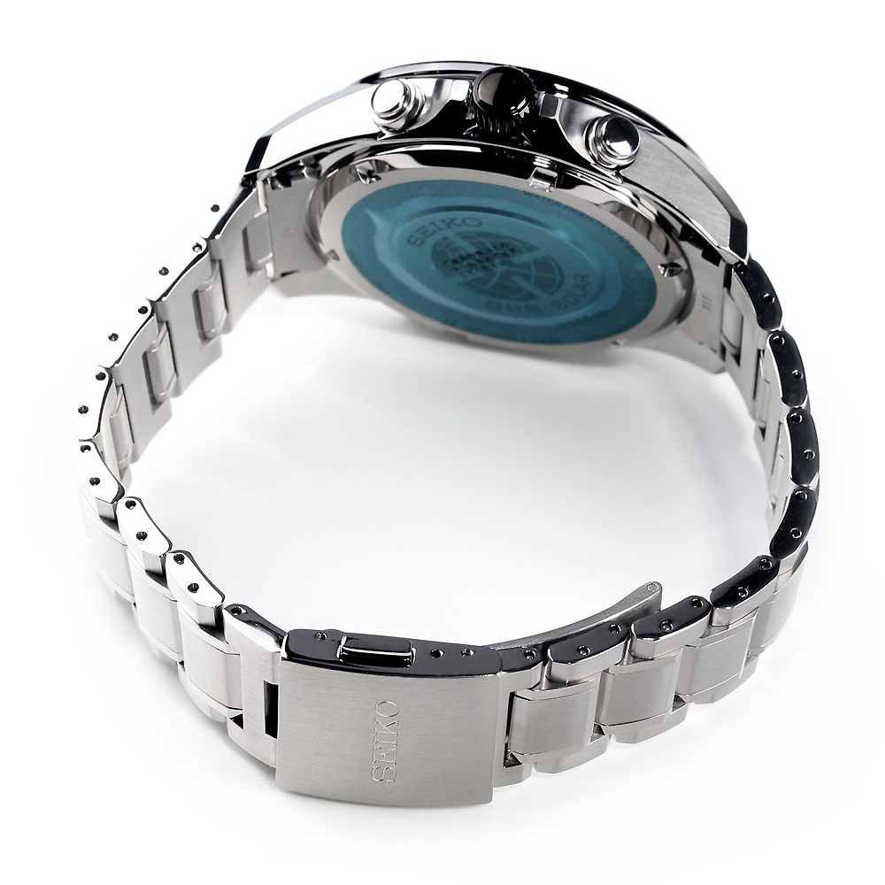 Seiko Astron GPS Solar 44.6mm Watch Stainless Steel with Ceramic Bezel Black Dial SSE011