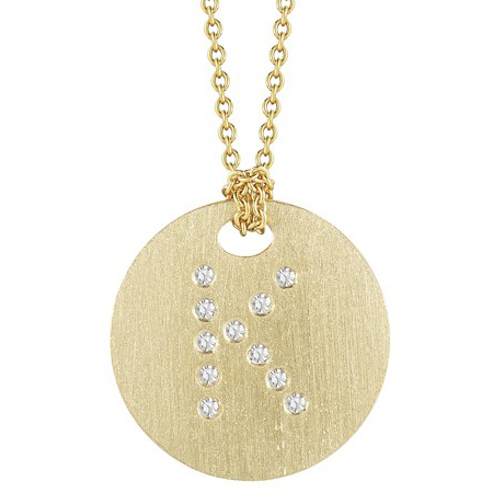Roberto Coin TINY TREASURES DIAMOND Initial "K" DISC NECKLACE Pendant Yellow Gold