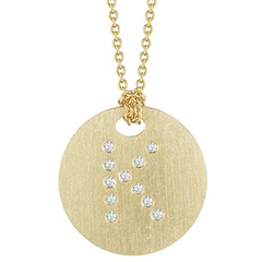 Roberto Coin TINY TREASURES DIAMOND Initial "K" DISC NECKLACE Pendant Yellow Gold