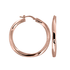 Charles Garnier Silver Slim Twist Hoop Earrings Rose Gold Finish CXE1978R35 35mm