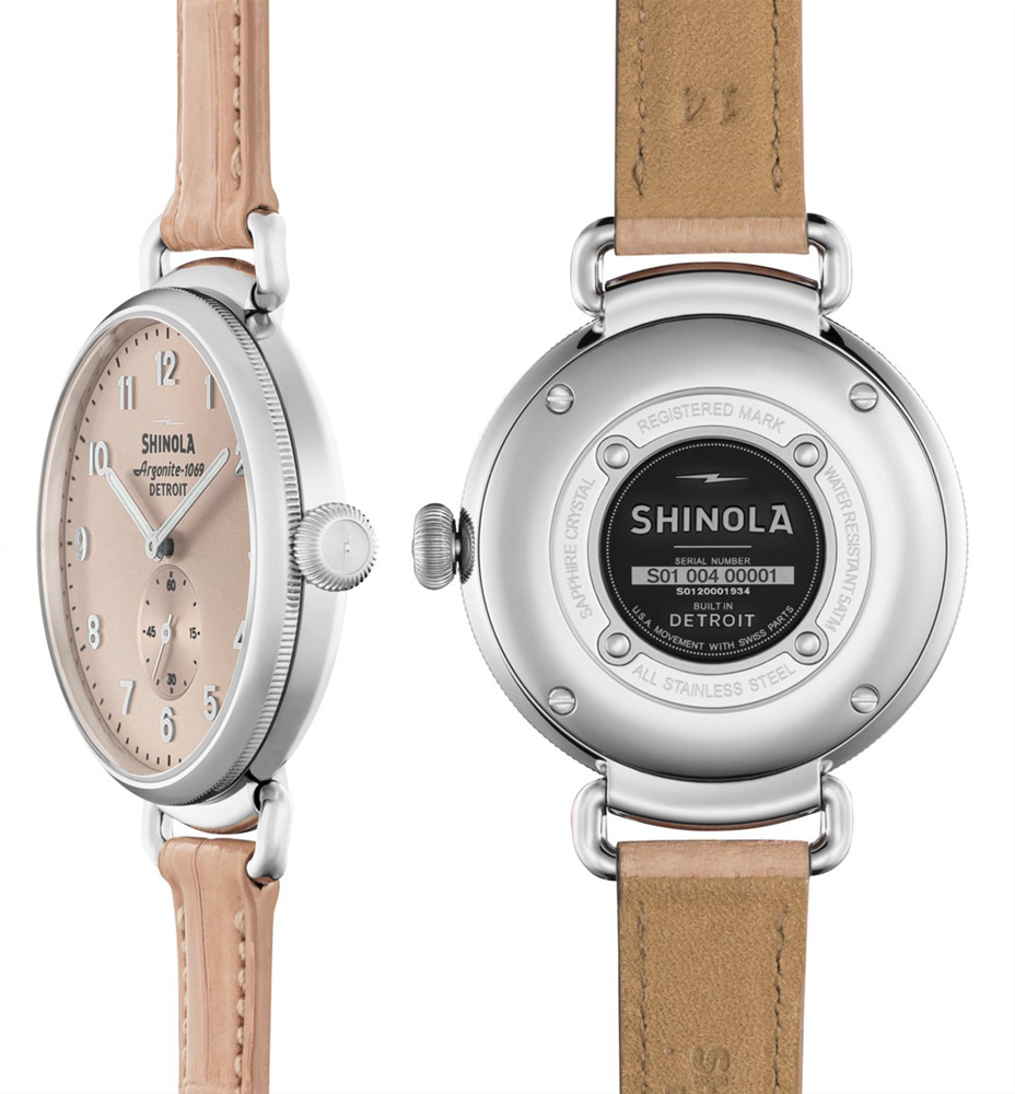 Shinola Canfield 38mm Ladies Watch  Nude Pink Dial and Leather Strap 20001934