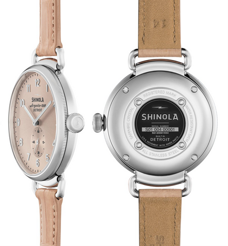 Shinola Canfield 38mm Ladies Watch  Nude Pink Dial and Leather Strap 20001934