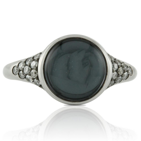 Doves "Haute Hematite" Black White Gold Round Diamond Ring