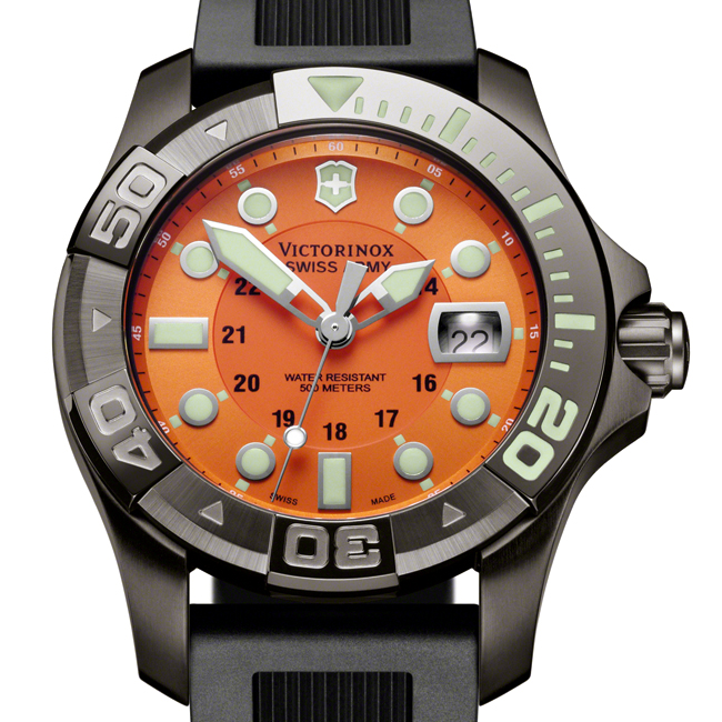 Victorinox Swiss Army Dive Master 500 Watch Orange Dial Black Rubber Strap 241428