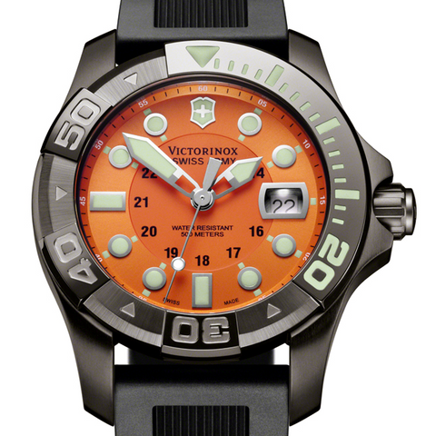 Victorinox Swiss Army Dive Master 500 Watch Orange Dial Black Rubber Strap 241428