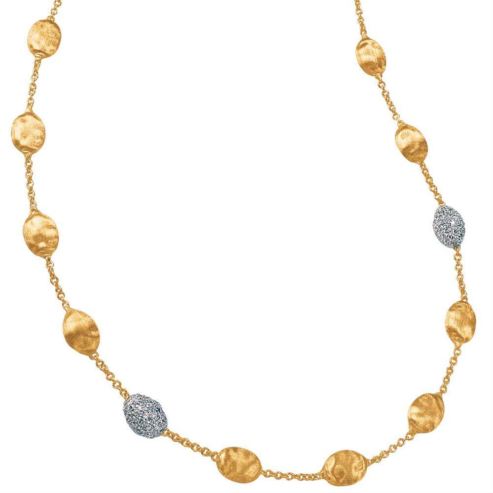 Marco Bicego Siviglia Yellow & White Gold Bead Diamond Necklace 16"