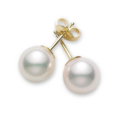 Mikimoto Akoya 6-6.5mm Pearl Stud Earrings 18K Yellow Gold