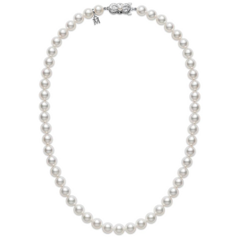 Mikimoto Akoya Pearl Choker Necklace 16" Strand White Gold