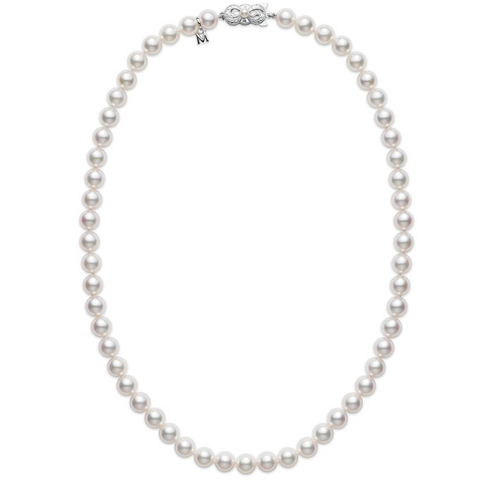 Mikimoto Princess Akoya Pearl Necklace 18" Strand White Gold