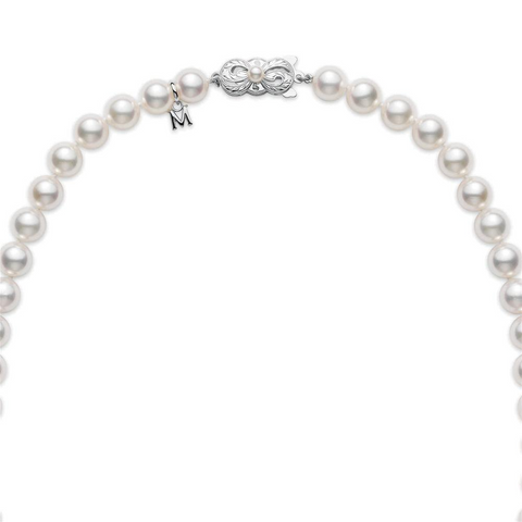 Mikimoto Princess Akoya Pearl Necklace 18" Strand White Gold