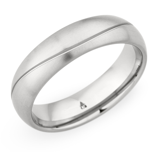 Christian Bauer Men's 14K White Gold Brushed Wedding Band Ring 6mm