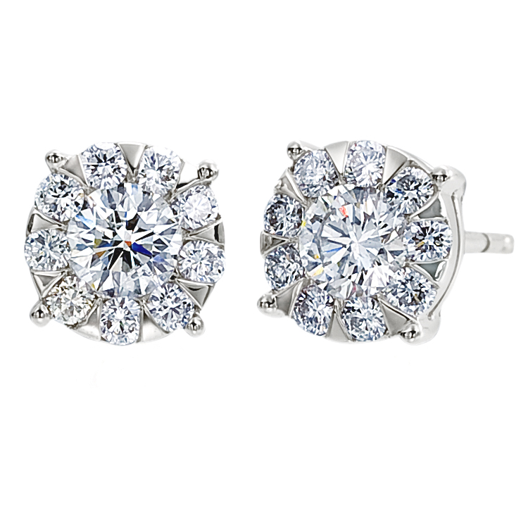 Memoire Diamond Bouquets Stud Earrings Four Prong .66ctw