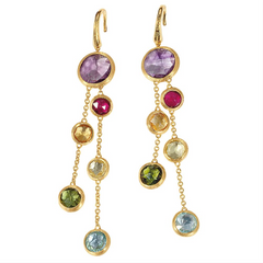 Marco Bicego Jaipur Yellow Gold Double Strand Dangle Gemstone Earrings