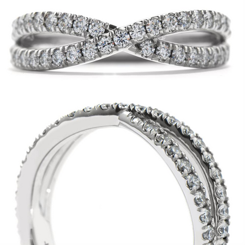Hearts on Fire Envelop Single Twist Diamond Band Ring 18K