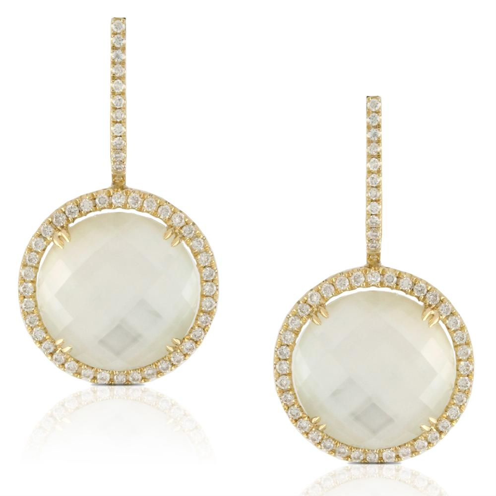 Doves "White Orchid" Mother of Pearl & Diamond Dangle Earrings18K