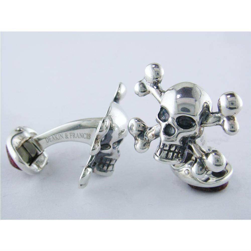 Deakin & Francis Skull & Crossbones Sterling Silver Cufflinks