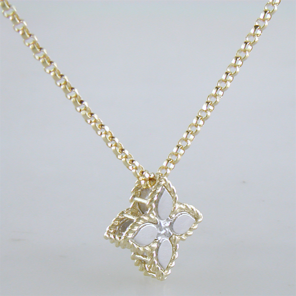 Roberto Coin Princess Flower Diamond Pendant Small 18K Yellow Gold