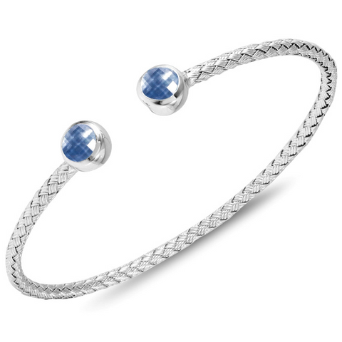 Charles Garnier Sterling Silver 3mm Annecy Mesh Cuff Bracelet With Lapis Triplet