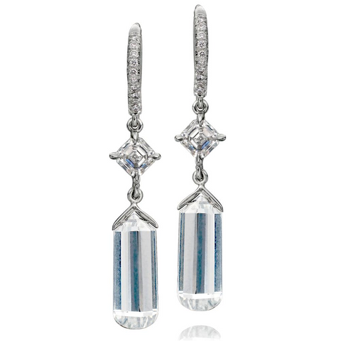 Platinum Briolette Diamond Dangle Earrings 3.09 Carats