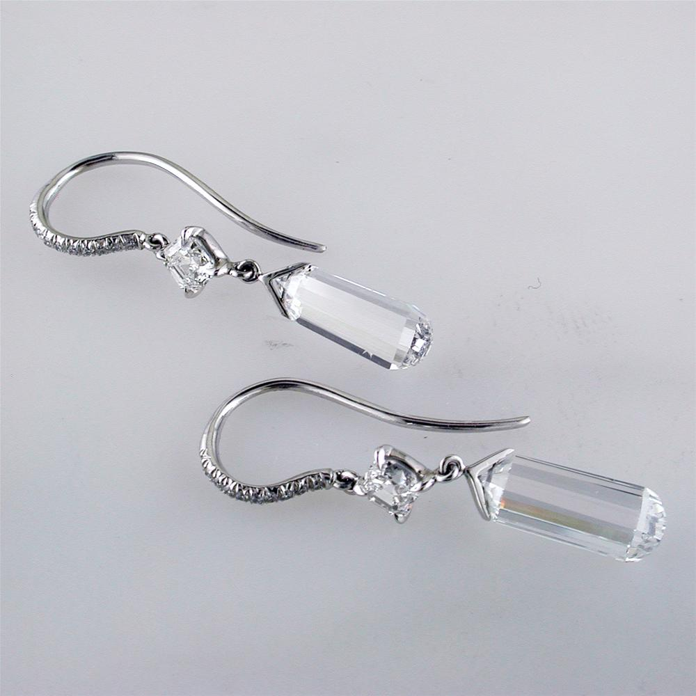 Platinum Briolette Diamond Dangle Earrings 3.09 Carats