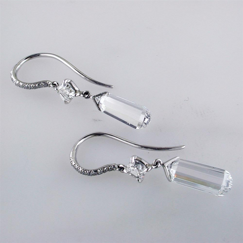 Platinum Briolette Diamond Dangle Earrings 3.09 Carats