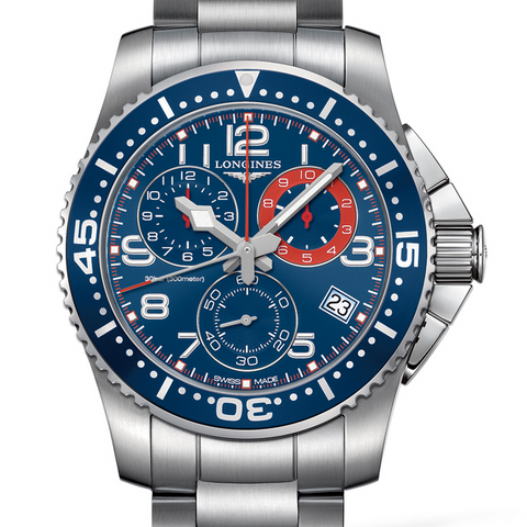Longines Blue Hydroconquest Chronograph 41mm Steel Aluminum Bezel Watch L3.690.4.03.6