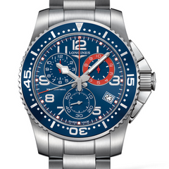 Longines Blue Hydroconquest Chronograph 41mm Steel Aluminum Bezel Watch L3.690.4.03.6