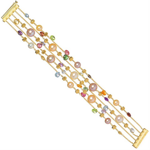 Marco Bicego Five Strand Paradise Bracelet with Pearls and Colored Stones BB1425-MIX114