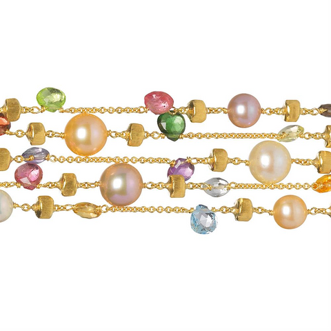 Marco Bicego Five Strand Paradise Bracelet with Pearls and Colored Stones BB1425-MIX114