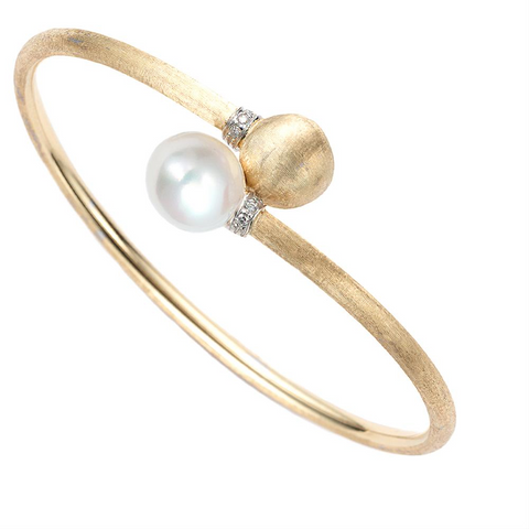 Marco Bicego Africa Pearl & Diamond 18K Yellow Gold Bangle Bracelet