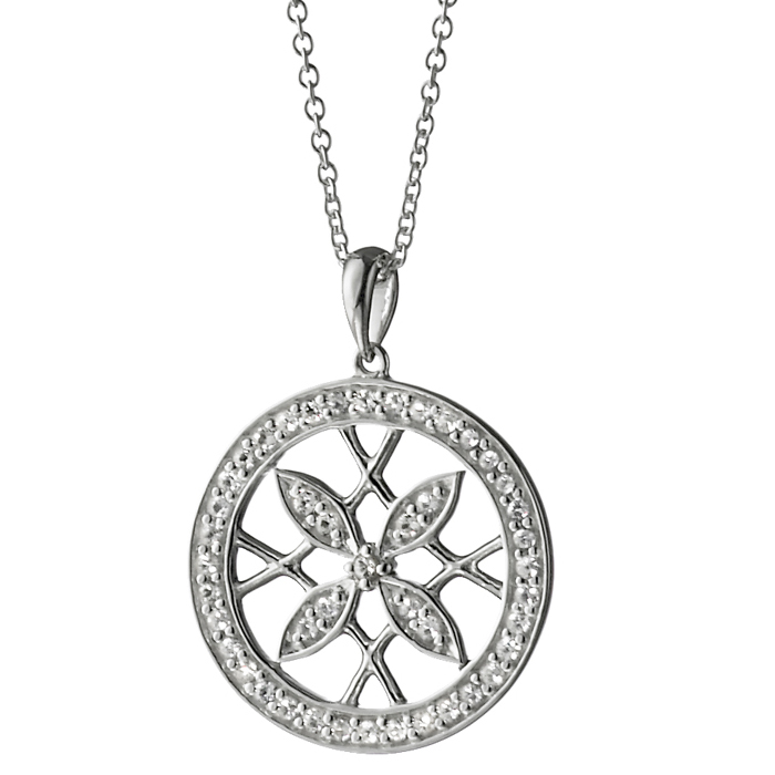 Monica Rich Kosann Sterling Silver Medallion Gate Pendant Necklace with White Sapphires