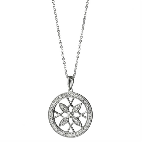 Monica Rich Kosann Sterling Silver Medallion Gate Pendant Necklace with White Sapphires