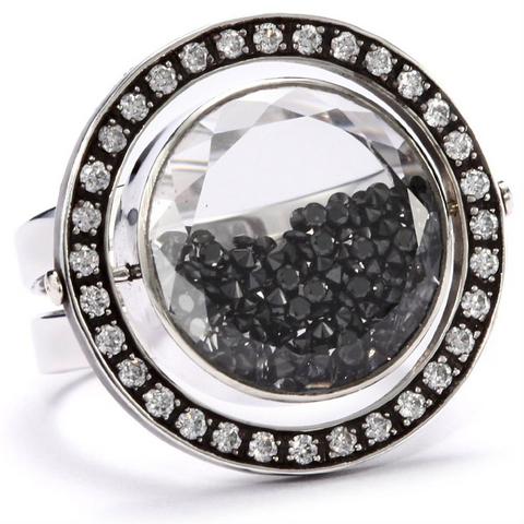 Moritz Glik Kaleidoscope 18K Gold and Black Diamond Orbit Ring