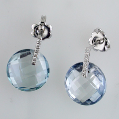 Suzanne Kalan Blue Topaz & Diamond Dangle Earrings White Gold