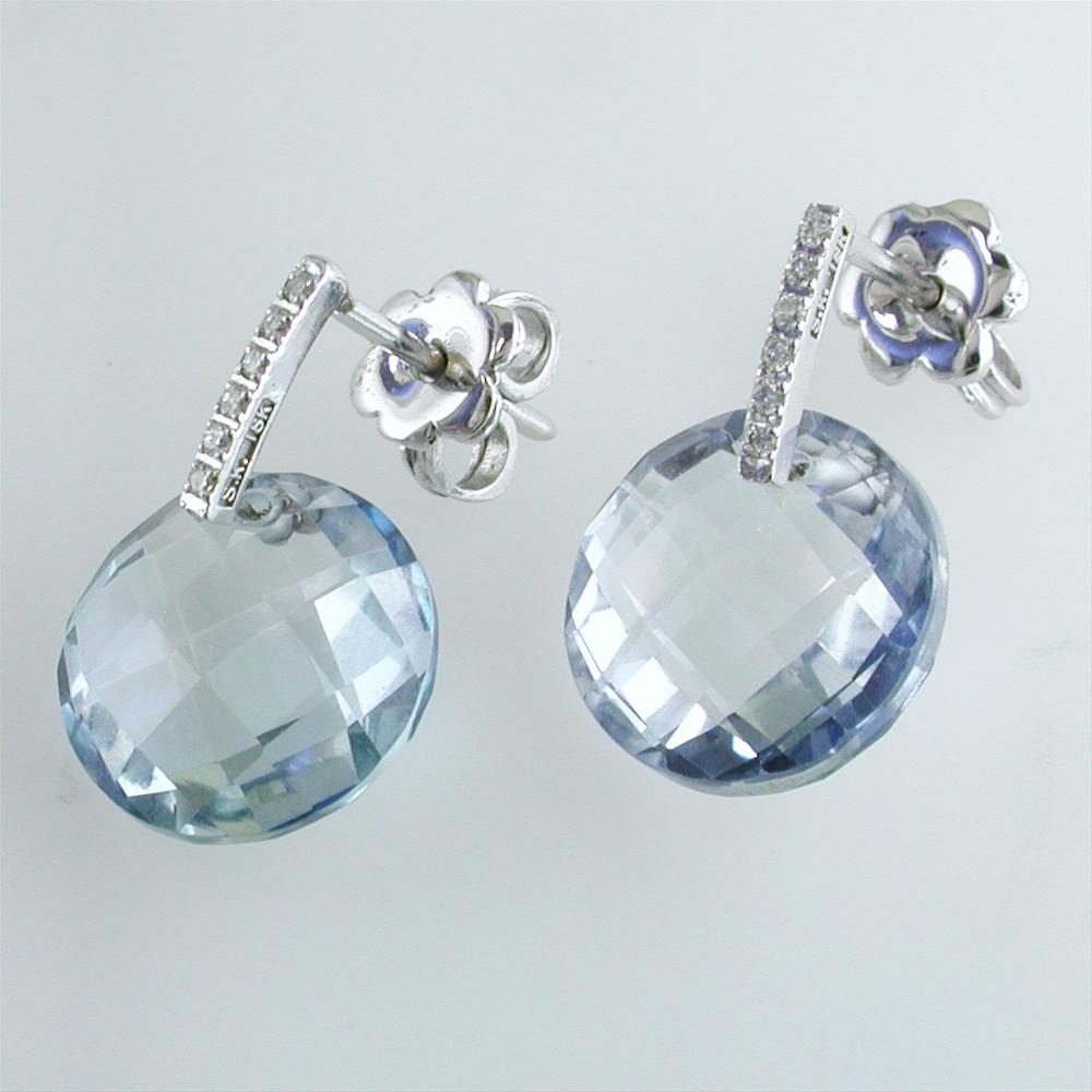 Suzanne Kalan Blue Topaz & Diamond Dangle Earrings White Gold