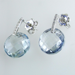Suzanne Kalan Blue Topaz & Diamond Dangle Earrings White Gold