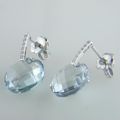 Suzanne Kalan Blue Topaz & Diamond Dangle Earrings White Gold
