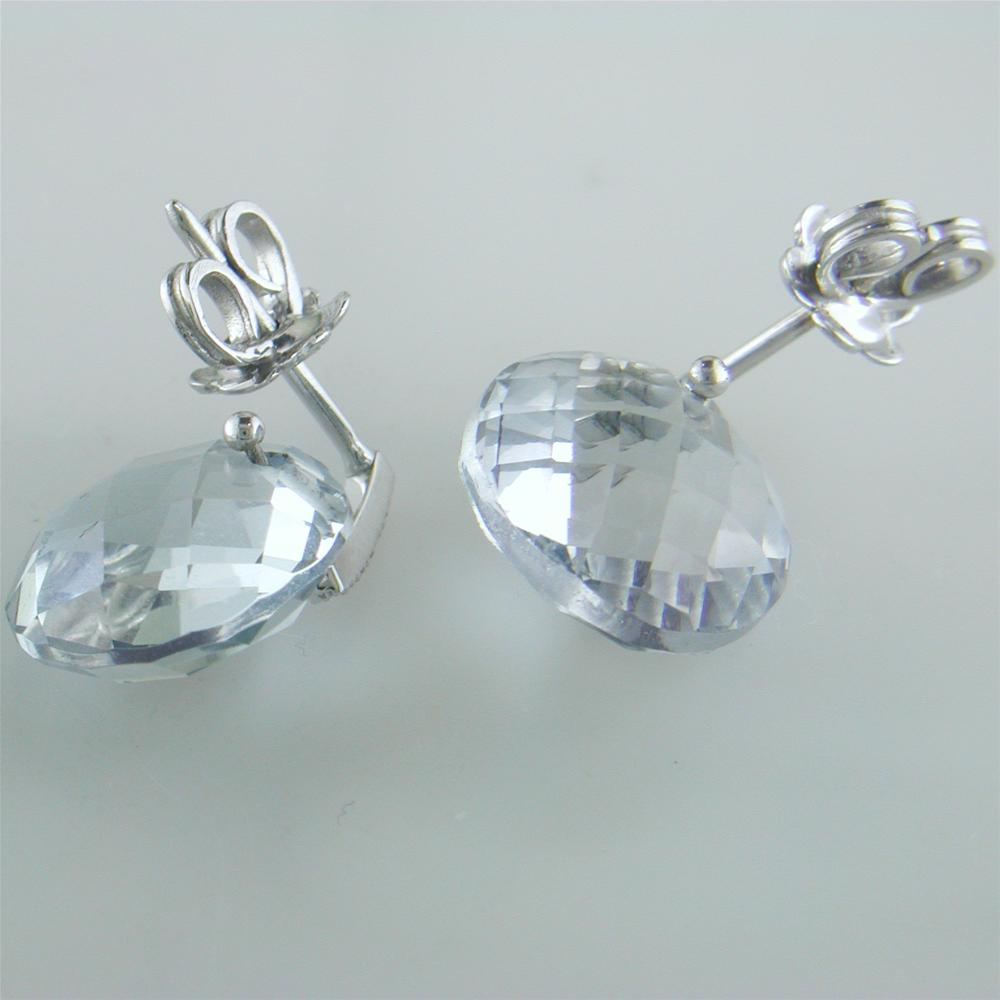 Suzanne Kalan Blue Topaz & Diamond Dangle Earrings White Gold