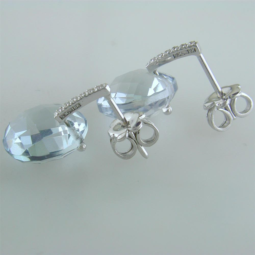 Suzanne Kalan Blue Topaz & Diamond Dangle Earrings White Gold