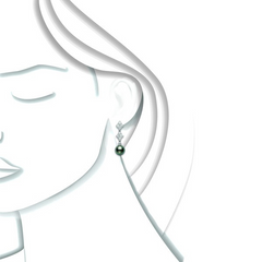 Mikimoto Classic Elegance Black South Sea Pearl Long Diamond Earrings