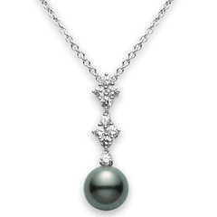 Mikimoto Classic Elegance Black South Sea Pearl Diamond Pendant White Gold